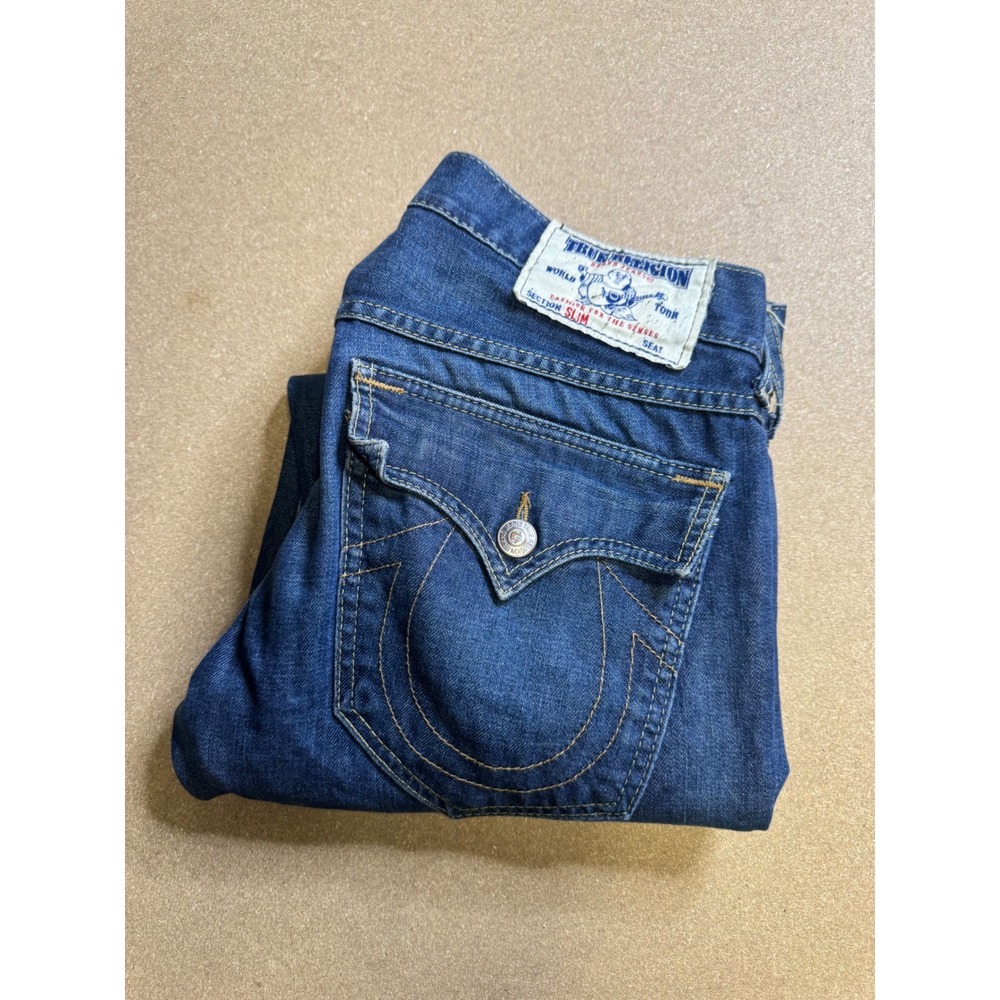 True Religion Slim Section Mens Jeans Blue Denim‎ Made in USA Size 32